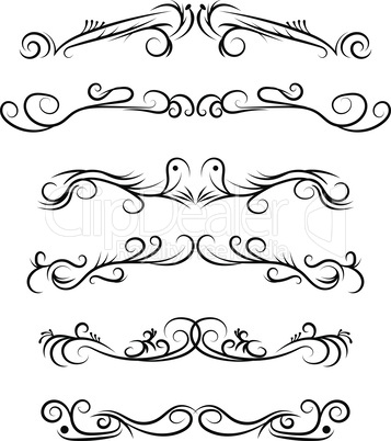 Hand drawn vector dividers. Decorative swirls lines, borders and curl set. Design elements 5