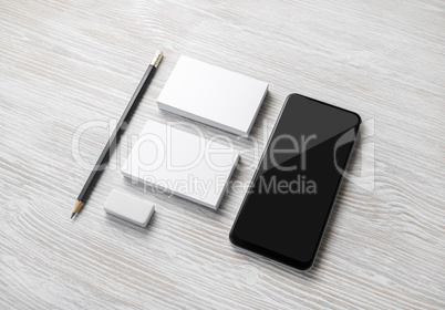 Blank stationery, smartphone