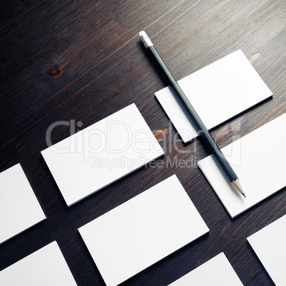 Business cards and pencil