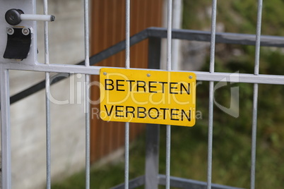 Yellow metal door sign - Do Not Enter