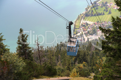 View on the Lake Walchensee from the top of Herzogstand, Germany