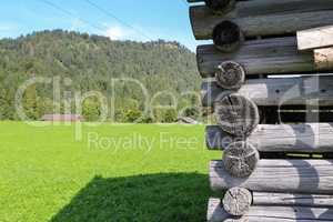 Log cabin home - Wall of house from logs