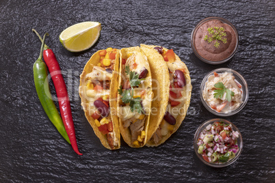 three mexican tacos