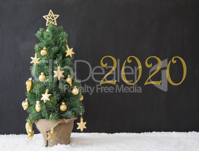 Christmas Tree, Text 2020, Black Concrete, Golden Decoration