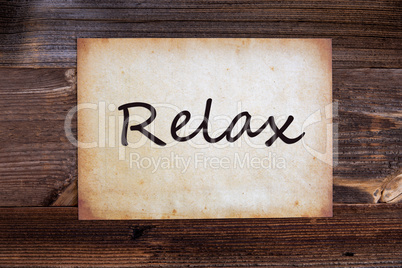 Old Paper, English Text Relax, Wooden Background