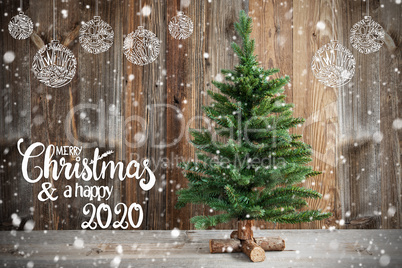 Christmas Tree, Calligraphy Merry Christmas And Happy 2020, Decoration, Snow
