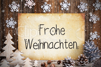 Old Paper, Decoration, Frohe Weihnachten Means Merry Christmas, Snowflakes