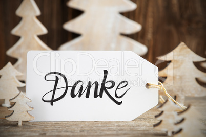 Christmas Tree, Label, Danke Means Thank You