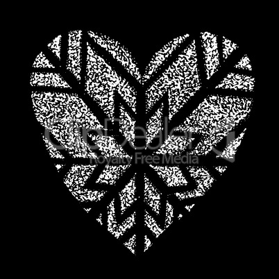 I like winter! Snowing grunge logo heart shape for your design tattoo