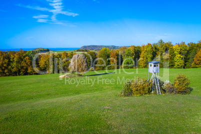 hunting seat on a meadow in autumn