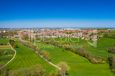 aerial view to the village Bonlanden in Germany