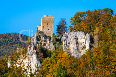 castle Reusenstein at the Swabian Alb in fall