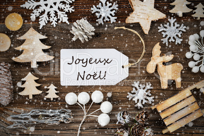 Label, Frame, Decoration, Joyeux Noel Means Merry Christmas, Snowflakes