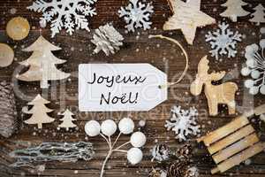 Label, Frame, Decoration, Joyeux Noel Means Merry Christmas, Snowflakes
