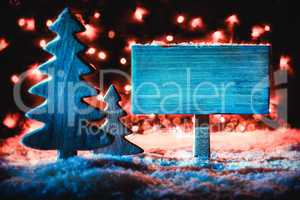 Sign, Rustic Christmas Tree, Snow, Copy Space, Snowflakes