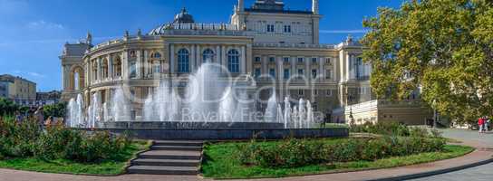 Fountain on Theater Square in Odessa, Ukraine