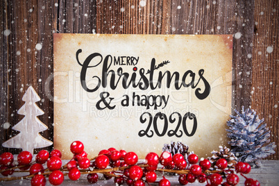 Christmas Decoration, Paper Merry Christmas And Happy 2020, Snow