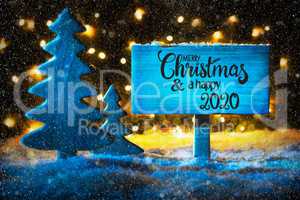 Christmas Tree, Lights, Snow, Merry Christmas And Happy 2020