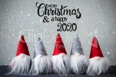 Santa Claus With Hat, Merry Christmas And A Happy 2020, Snowflakes