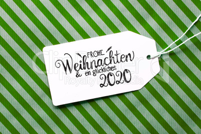 Green Wrapping Paper, Label, Glueckliches 2020 Means Happy 2020