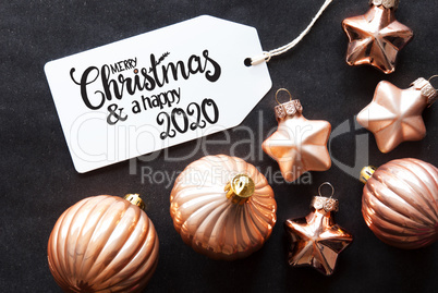 One Label, Golden Christmas Decoration, Merry Christmas And A Happy 2020