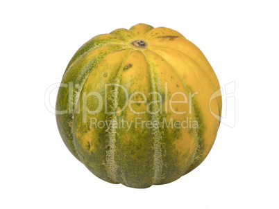 Whole ripe fresh melon isolated on white background.