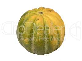 Whole ripe fresh melon isolated on white background.