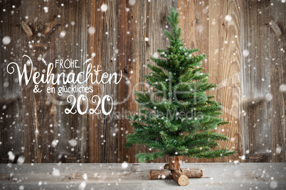 Christmas Tree, Calligraphy Frohe Weihnachten Means Merry Christmas, Snow