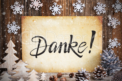 Old Paper, Christmas Decoration, Danke Means Thank You, Snowflakes
