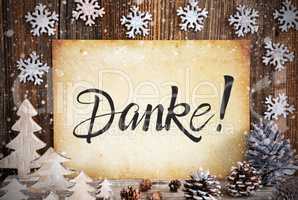 Old Paper, Christmas Decoration, Danke Means Thank You, Snowflakes