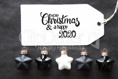 Black Christmas Ball, Label, Merry Christmas And A Happy 2020