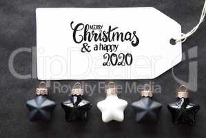 Black Christmas Ball, Label, Merry Christmas And A Happy 2020