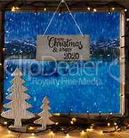Christmas Tree, Window, Lake, Merry Christmas And A Happy 2020, Snow