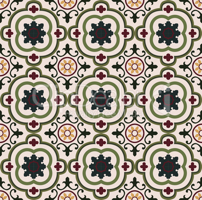 Vintage seamless floral tiles pattern