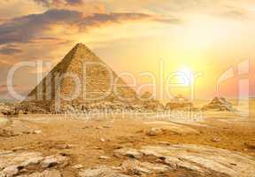 Egyptian pyramids in desert