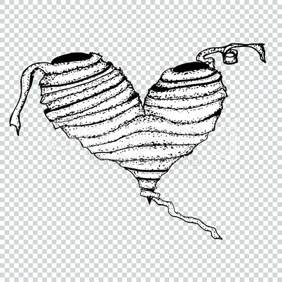 Mummy Illustration, Monochrome heart Hand Drawn Sketch, Halloween, valentines day love Isolated Vector illustration