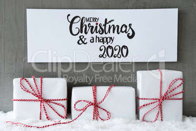 Three Gifts, Sign, Snow, Merry Christmas And A Happy 2020