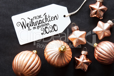 One Label, Golden Christmas Decoration, Glueckliches 2020 Means Happy 2020