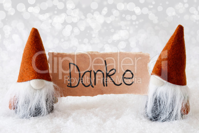 Santa Claus, Orange Hat, Danke Means Thank You, Gray Background