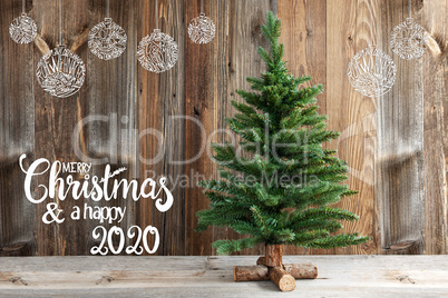 Christmas Tree, Calligraphy Merry Christmas And Happy 2020, Decoration