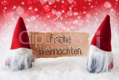 Santa Claus, Red Hat, Frohe Weihnachten Means Merry Christmas, Red Background