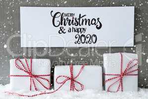 Three Gifts, Sign, Snow, Merry Christmas And A Happy 2020, Snowflakes