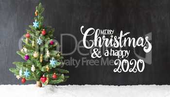 Christmas Tree, Colorful Ball, Snow, Merry Christmas And A Happy 2020