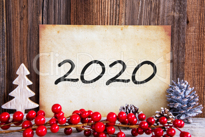 Red Christmas Decoration, Old Paper With Text 2020