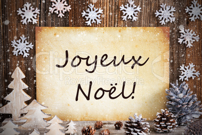 Old Paper, Christmas Decoration, Joyeux Noel Means Merry Christmas, Snowflakes