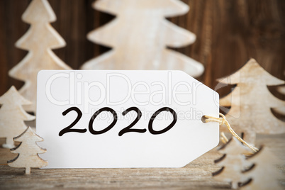 White Christmas Tree, One Label With Text 2020