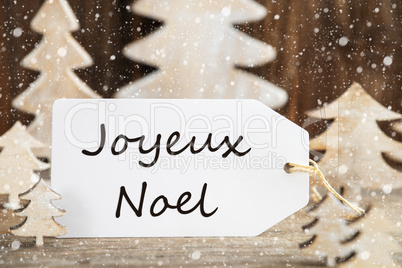 Christmas Tree, Label, Joyeux Noel Means Merry Christmas, Snowflakes