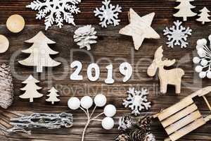 Rustic Wooden Christmas Decoration, 2019, Sled And Tree