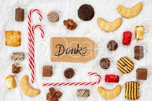 Candy Christmas Collection, Label, Calligraphy Danke Means Thank You