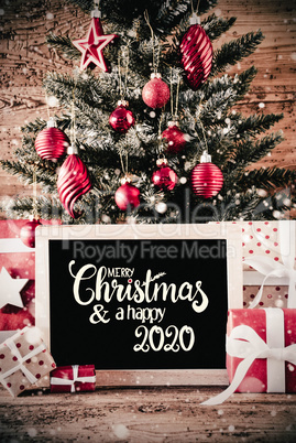 Christmas Tree, Gifts, Snowflakes, Merry Christmas And A Happy 2020